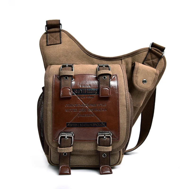 New Crossbody Shoulder Canvas Bags Man Multifunction Chest Backpack Travel Hiking Fanny Daypack Stylish Shoulder Bag for Male
