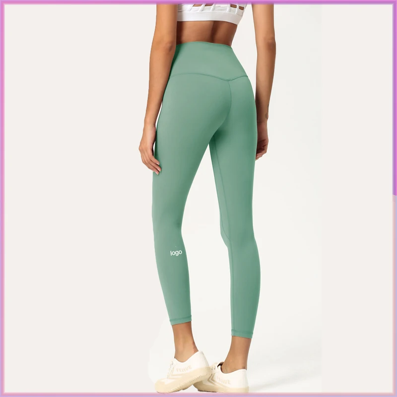 With Logo Sports Leggings Breathable High Elastic Yoga Pants Seamless Riding Jogging Pants Training Fitness Leggings Women