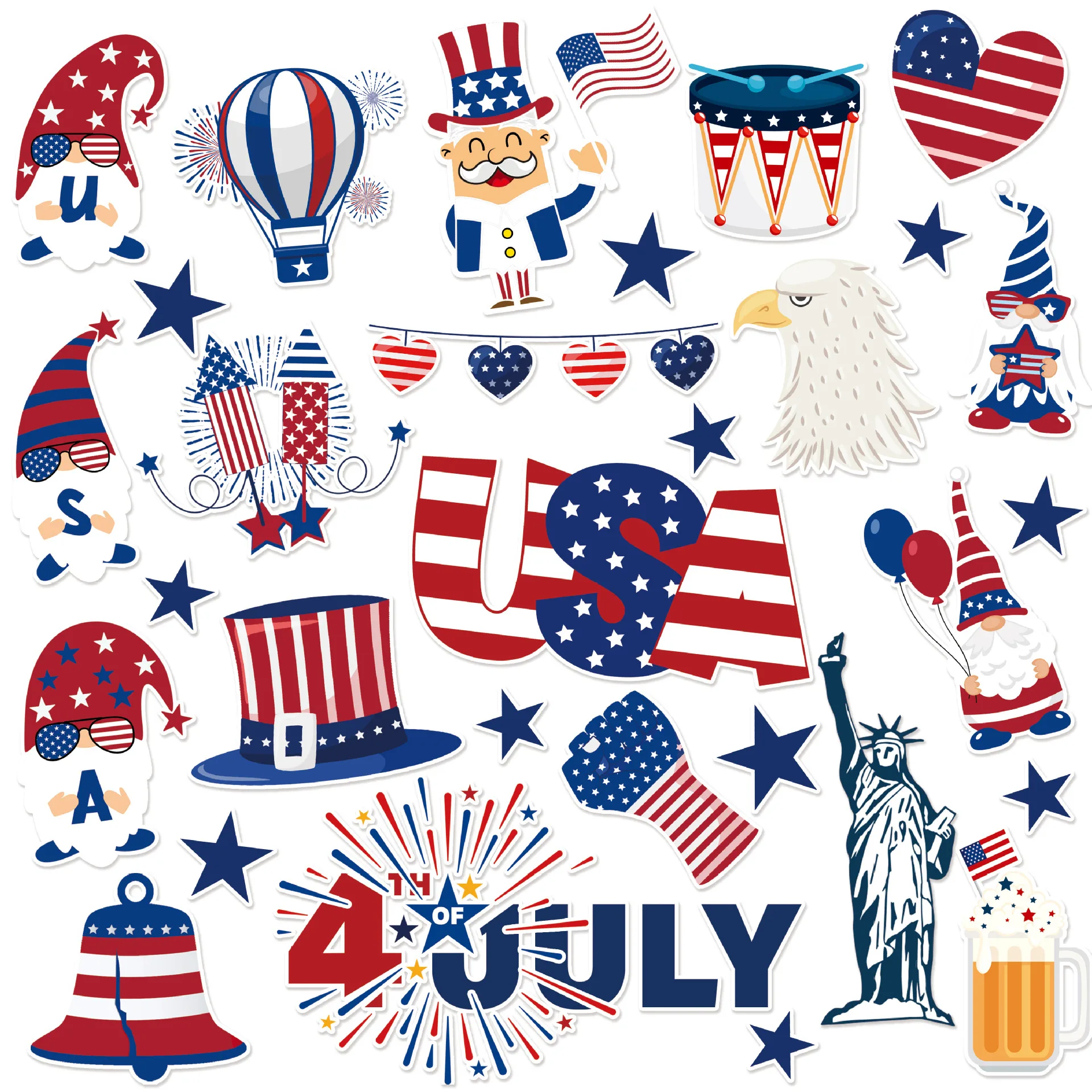 

32pcs Independence Day School Blackboard Sticker USA Theme Children Party Decoration Props 4th of July Celebrate Wholesale