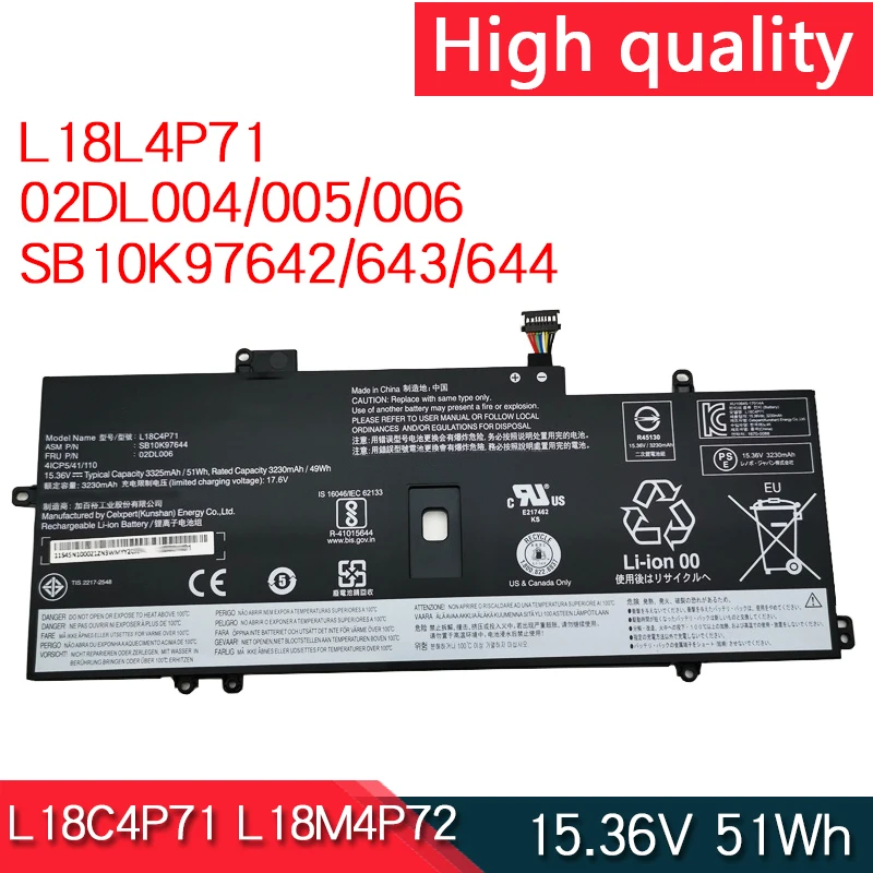 НОВЫЙ аккумулятор L18C4P71 L18L4P71 L18M4P72 для Lenovo ThinkPad X1 Carbon G7 2020 Yoga 4-го 5-го поколения 20QF 20QG