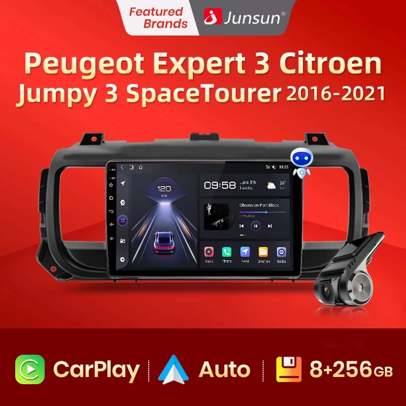Junsun V1 Pro 8ГБ+128ГБ For пежо Эксперт 3 ситроен Джампи Спейстаурер Peugeot Expert Citroen Jumpy SpaceTourer