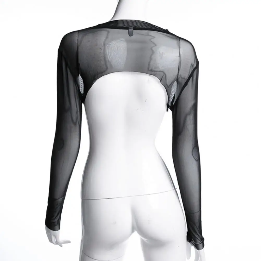 

Chic See-Through Mesh Dance Cover Up Dance Blouse Soft Fabric Long Sleeve