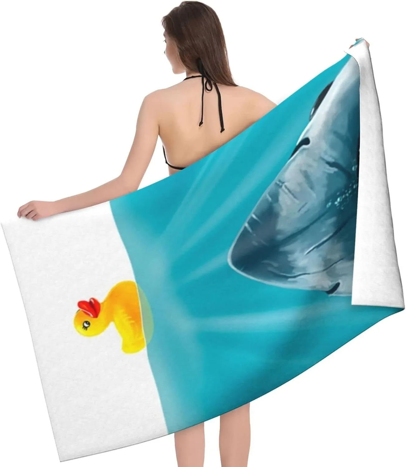 Фото Пляжное полотенце Big Shark Arts для семейных принадлежностей, друзей, подарки, быстросохнущее, без песка, для ванны, йоги, туризма, пляжа, тренажерного зала, кемпинга, плавания №1