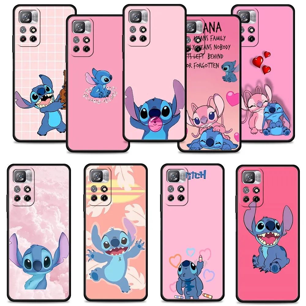 

Phone Case for Xiaomi Redmi Note 11 10 9S 9 8 Pro Cover for Redmi 9A 9C 10C K40 Black Funda Disney Animation Cartoon Lilo Stitch