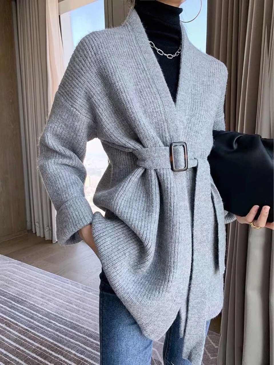 

Kintted Cardigan Women Jacket Autumn Winter Gray Crochet Jumpers Loose Long Sleeve Woman Sweater Warm Jumper Causal Cardigans