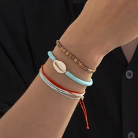 2022 minimalist rope chain bracelets set on hand men homme female braided adjustable size shell bangles friendship accessories