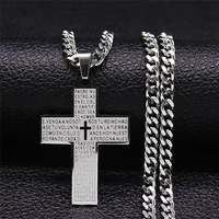 stainless%c2%a0steel bible cross necklaces silver color christian necklaces pendants jewelry collar acero inoxidable mujer nxs05
