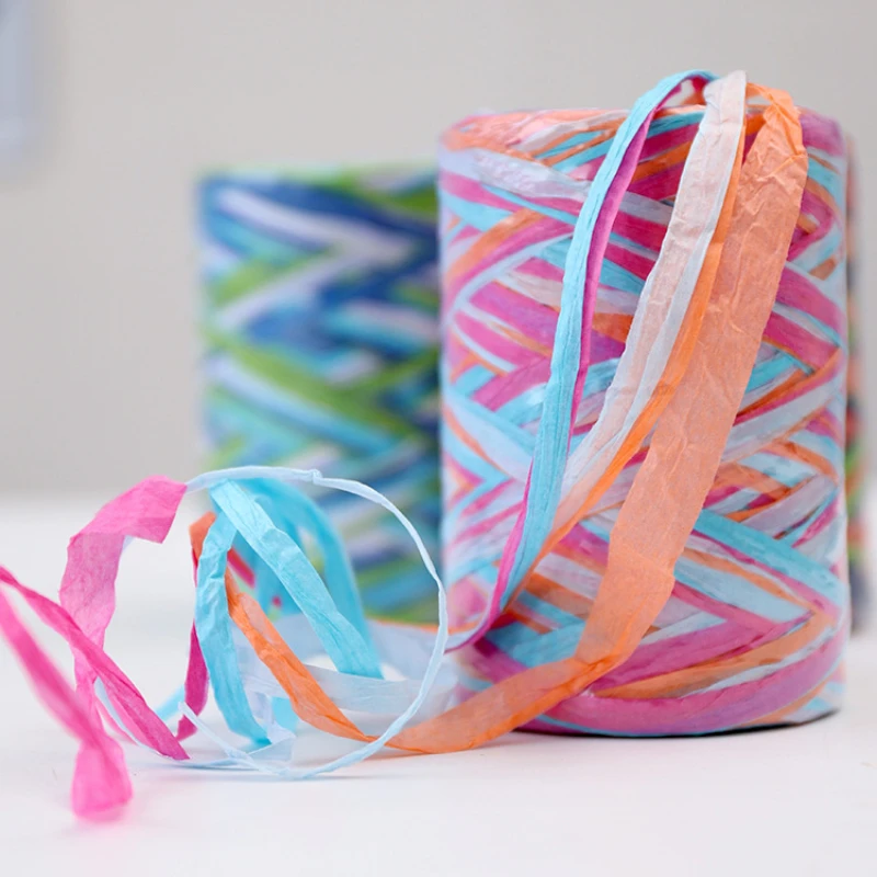 

80Meters Multicolor Raffia Paper Rope Gift Bouquet Packing Rope Wedding Decor Ribbon Creative Handmade Diy Braided Cord
