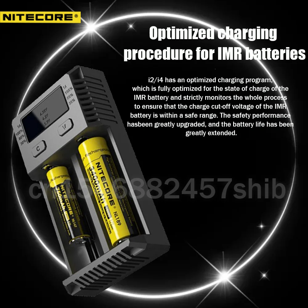 100% оригинальное зарядное устройство Nitecore I4 I2 Intelli с ЖК-дисплеем быстрое для IMR Li-Ion