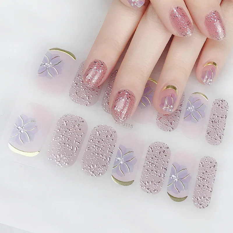 

2022 5D Nail Art Sticker New Designs Glass Nail Patch Gradient Blooming Nail Rhinestone Stickers Full Wrap Manicure Decoration