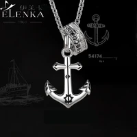men fashion 925 sterling silver necklace anchor rock hip hop style pirates of the caribbean cross chain mens steampunk pendant