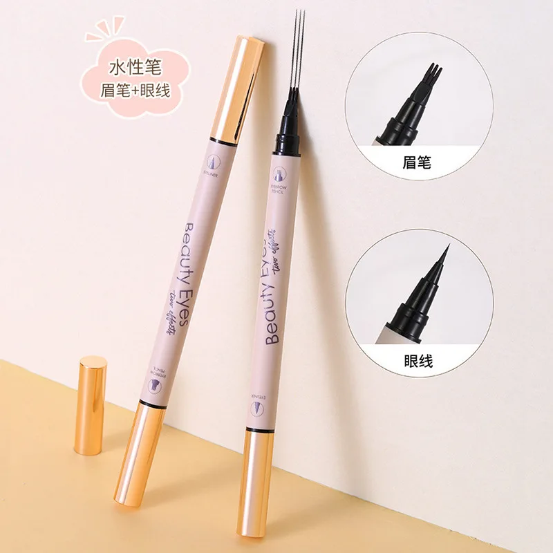 Double-ended Eye Makeup Pen Dual Purpose Eyeliner and Eyebrow Pencil 2-in-1 Dual-head Multi-purpose Liquid Eyeliner