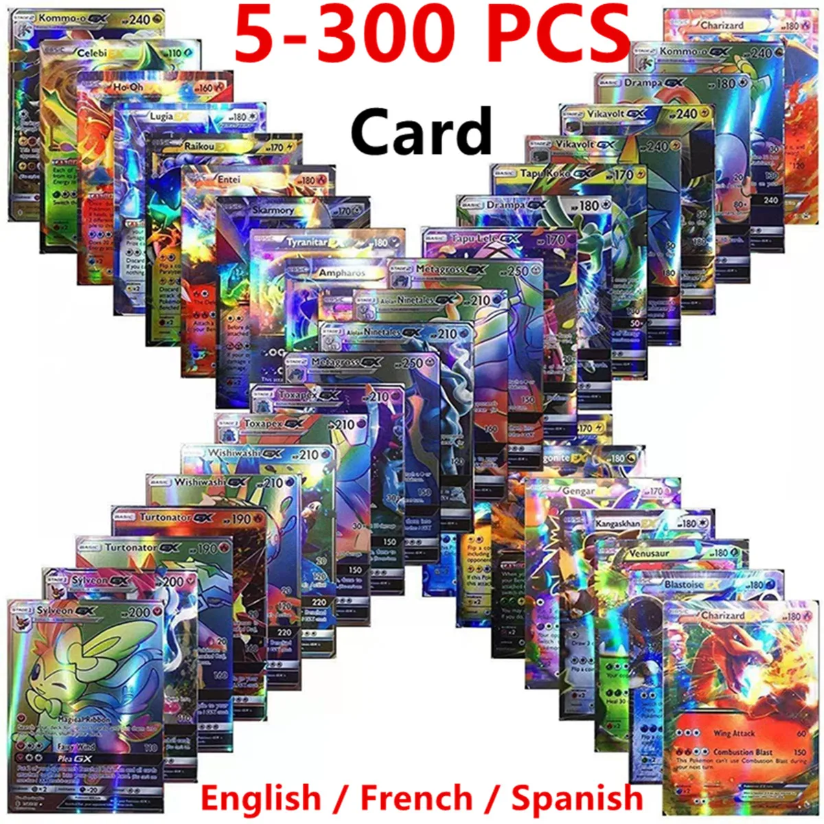 5-300 шт. детская игра Pokemon Kaarten 300 в |