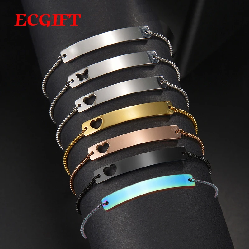 

ECGIFT BR001 Personalized Stainless Steel Butterfly/Heart Bracelet