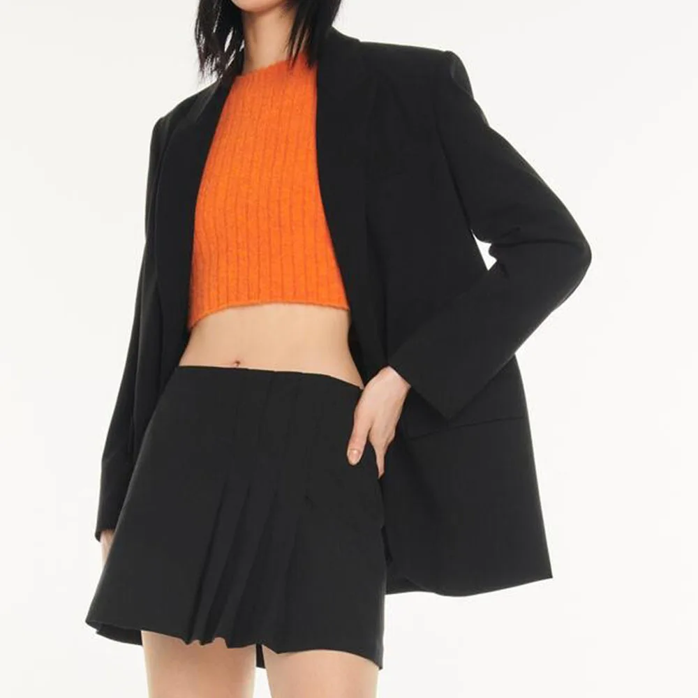 

2022 Women Solid Blazer Jacket Autumn Winter Vintage Long Sleeve Coat Single Breasted Female Outerwear Causal Chic Tops