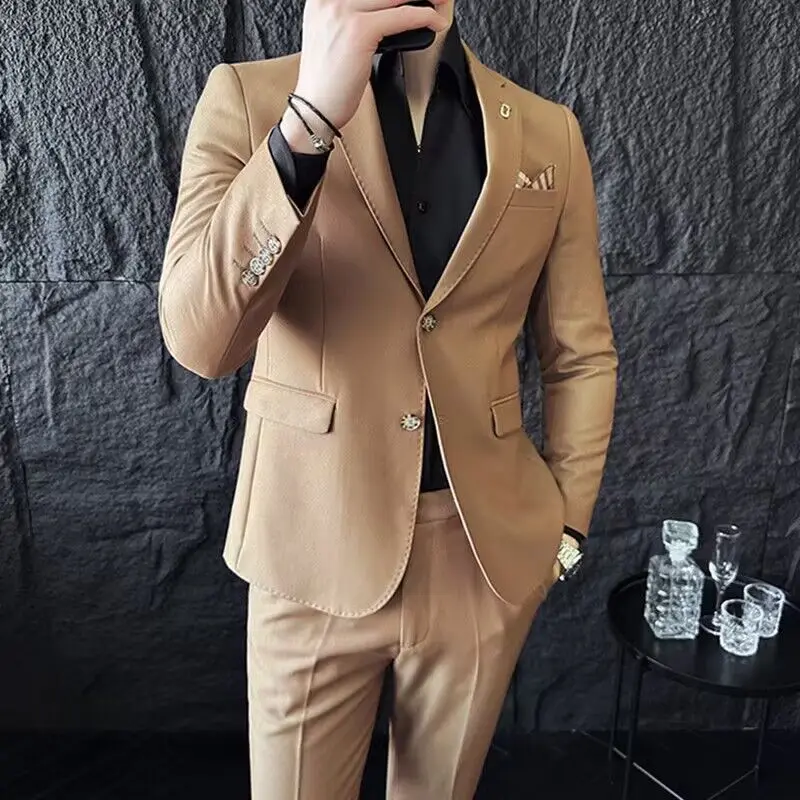 Высококачественный стильный костюм для мужчин 3-A101 приталенный деловой в