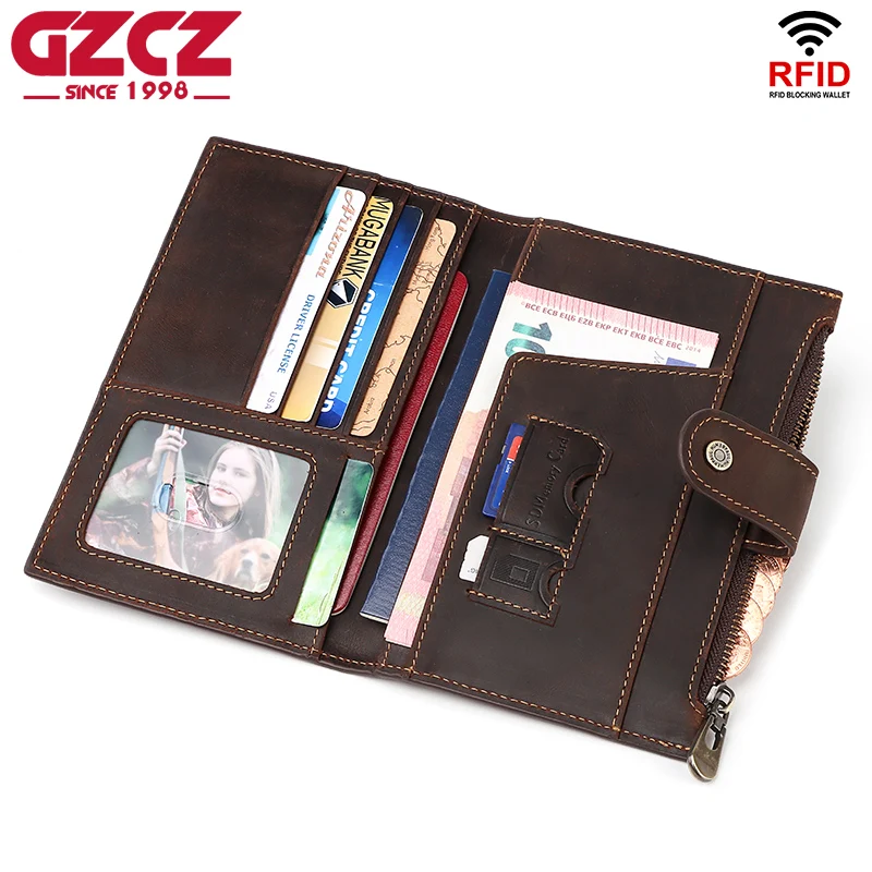 

Винтажный чехол-кошелек из бычьей кожи с RFID-защитой