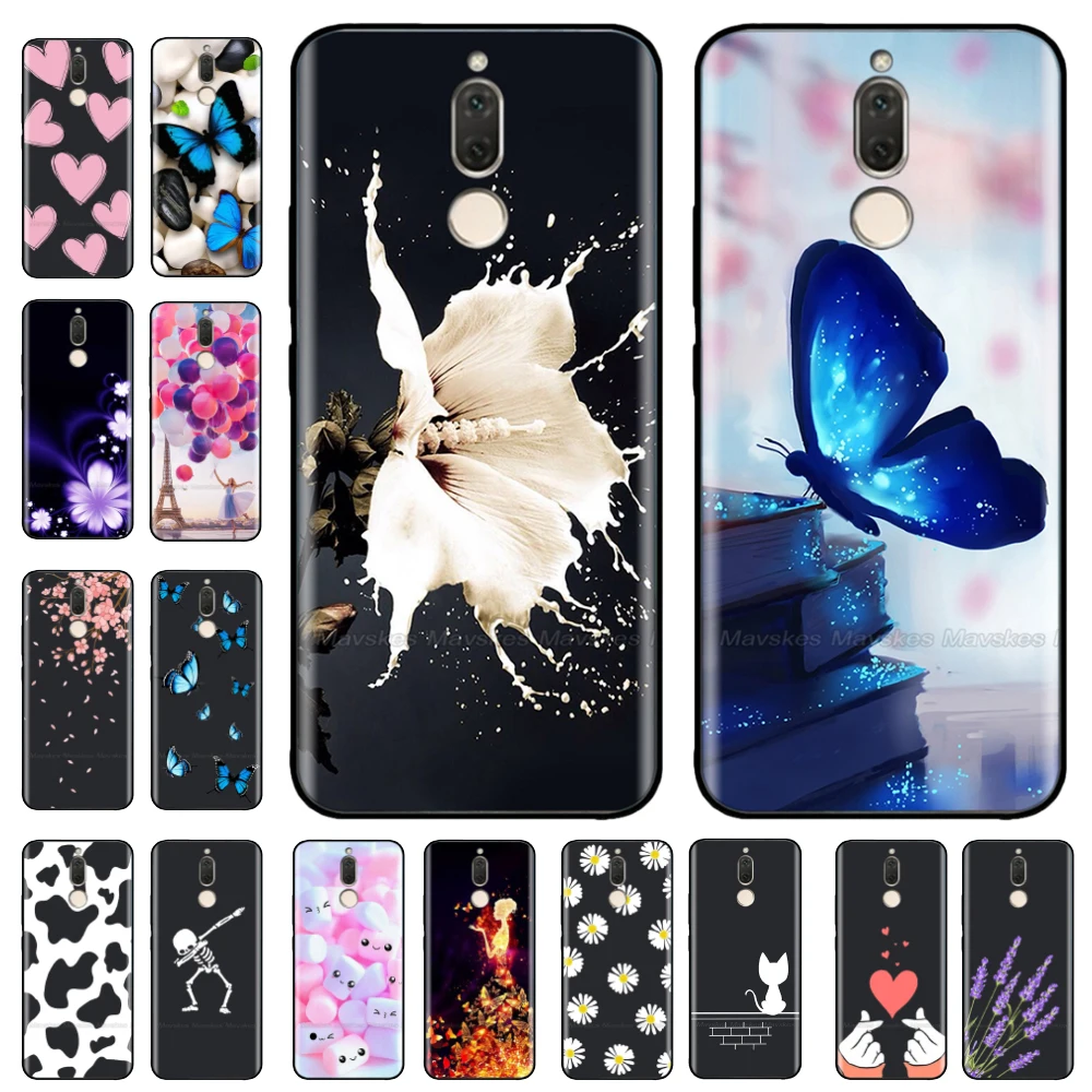 

For Huawei Mate 10 Lite Case Soft TPU Painting Black Silicone Phone Case Cover for Huawei Mate 10 Lite Nova 2i Nova2i Case Coque