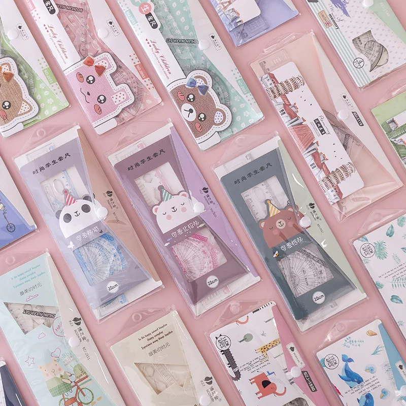 

4 Pcs/set Simple Transparent Straight Ruler 15/18/20cm Students Drawing Tools Learn Stationery Supplies Office Accessories