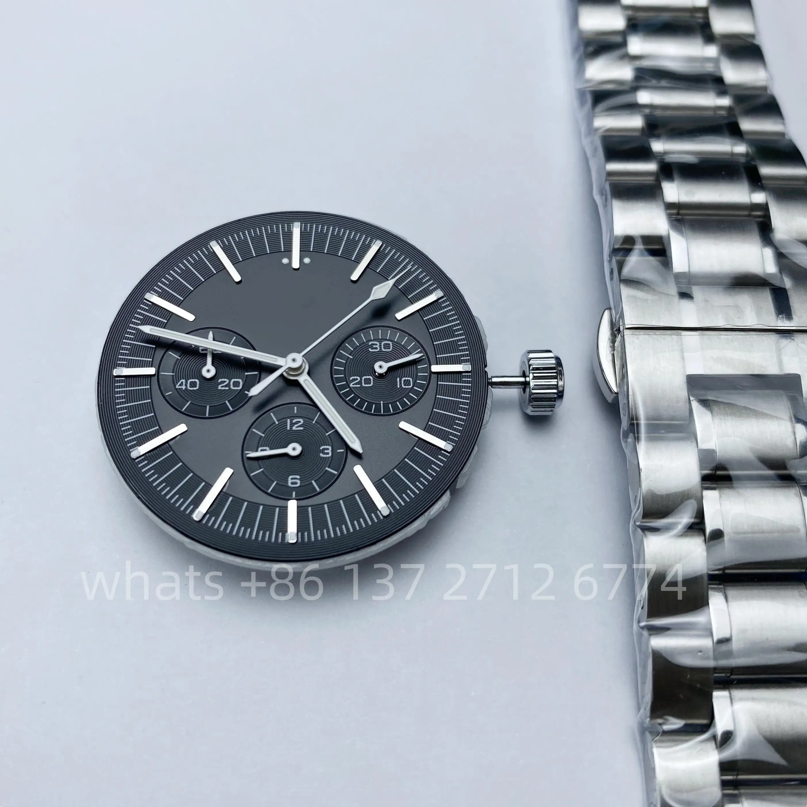 41mm Case Diameter Luxury Watch Speed Master Accessories Set Stainless Steel Strap with Free Quartz Movement Set