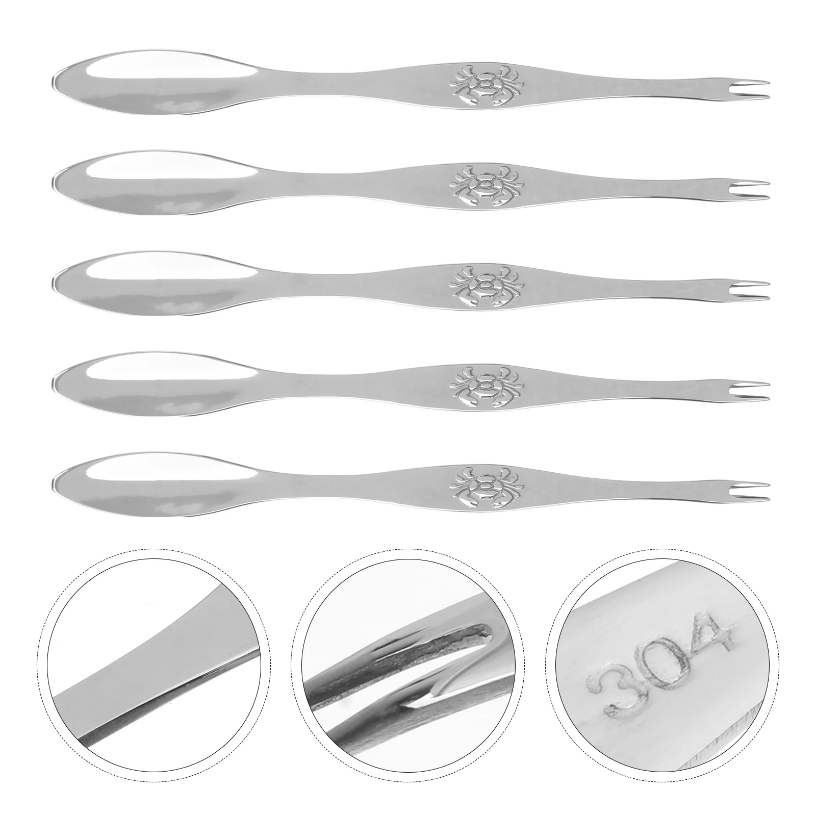 

5 Pcs Stainless Steel Crab Fork Forks Tool Cocktail Tools Lobster Seafood Eating