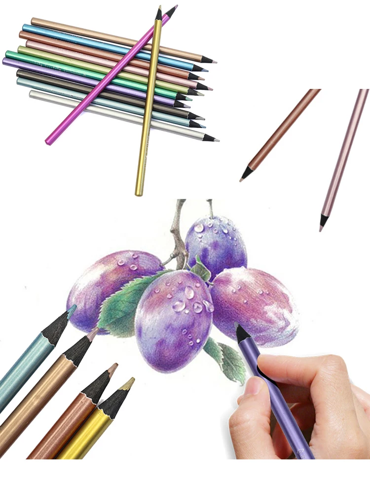 

12/18Pcs Metallic Non-Toxic Colored Drawing Pencils 12 /18Color Drawing Sketching Color Pencil Drawing Pencil Art Supplies