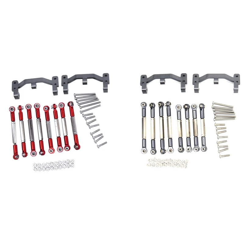 

2 Pcs For WPL B1 B14 B24 C14 1/16 RC Car Spare Parts Pull Rod Steering Pull Rod Servo Rod Pull Rod Base,Red & Titanium