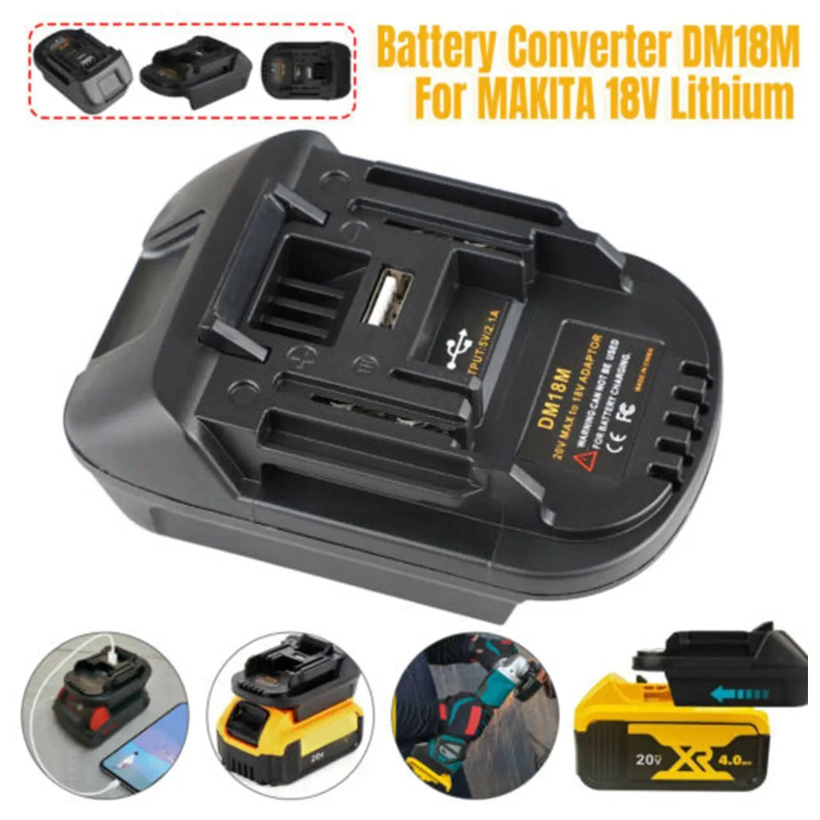 

Адаптер для аккумулятора Milwaukee 18V DEWALT 20V Makita 18V BL1830 BL1850 T0B8
