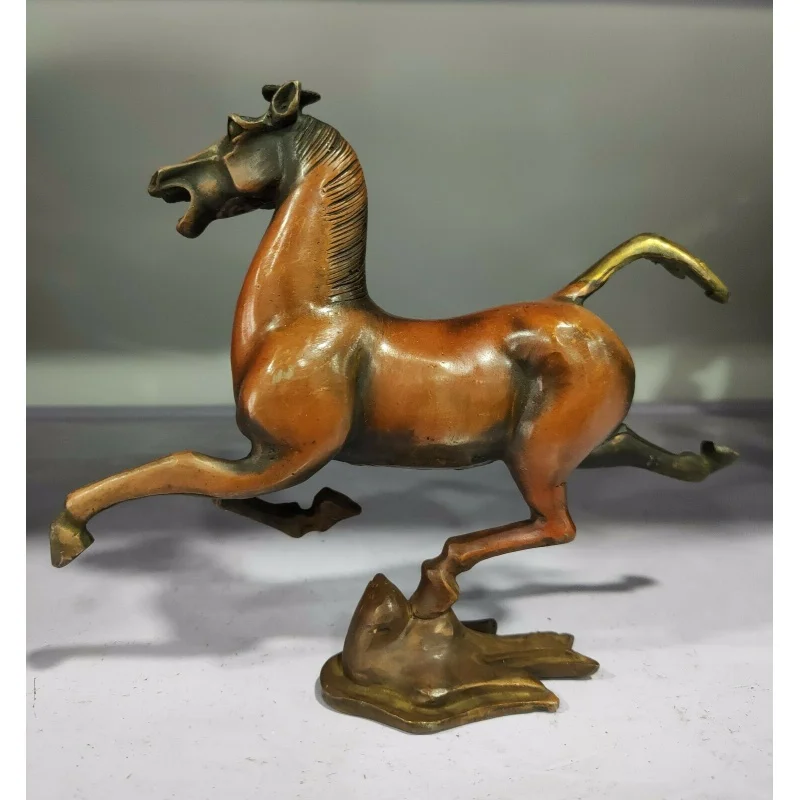 

Antique Old Patina Bronze Galloping Horse Treading on a Flying Swallow Statue