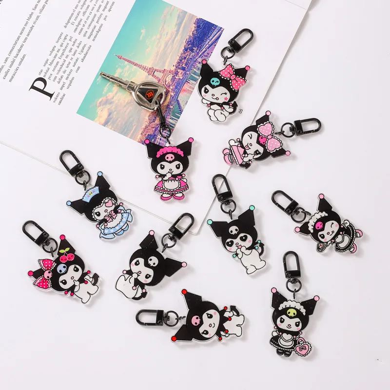 

Kuromi Kawaii Anime Figure Sanrio Accessories Cartoon Cute Kuromi Keychain Pendant Action Figure Model Decor Children's Toy Gift