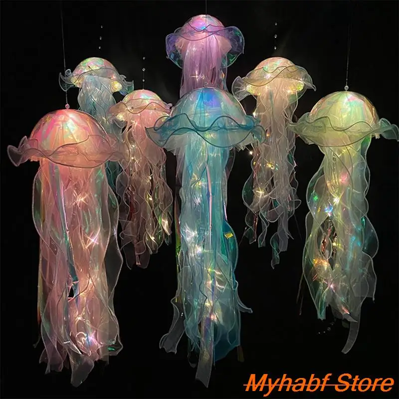 

Jellyfish Night Light Lanterns Mermaid Birthday Under The Sea Party Glowing Atmosphere Decoration Lamp Bedroom Night Lamp