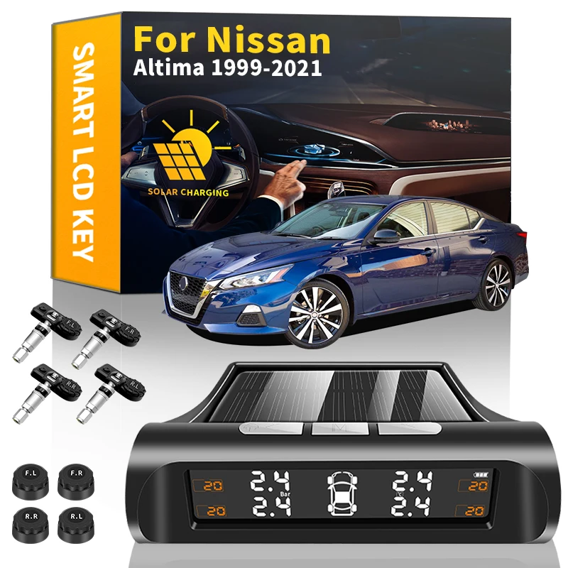 

Car TPMS Tire Pressure Monitoring System Solar Power Digital LCD Display Security Alarm Tire Sensor For Nissan Altima 1999-2021