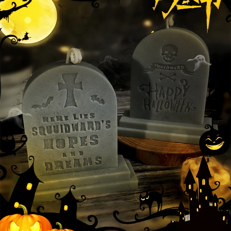 

Halloween Tombstone Aromatherapy Gypsum Fondant Chocolate Cake Mousse Decoration DIY Handmade Candle Silicone Mold