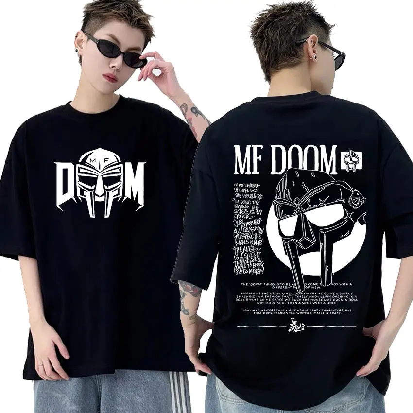 Футболка мужская оверсайз в стиле 90-х с рисунком рапера Mf Doom