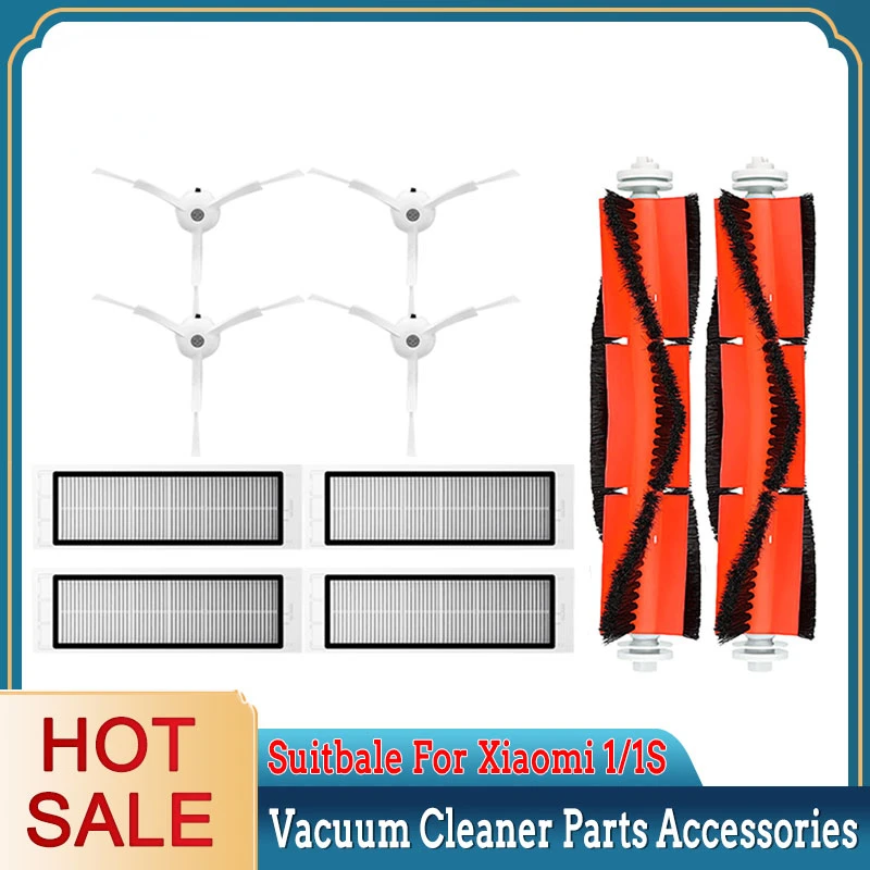 

Фильтр НЕРА для пылесоса Xiaomi Mijia 1 1s, аксессуары для робота-пылесоса Roborock S5 S50 Max Mi, роликовая боковая щетка, комплект запасных частей