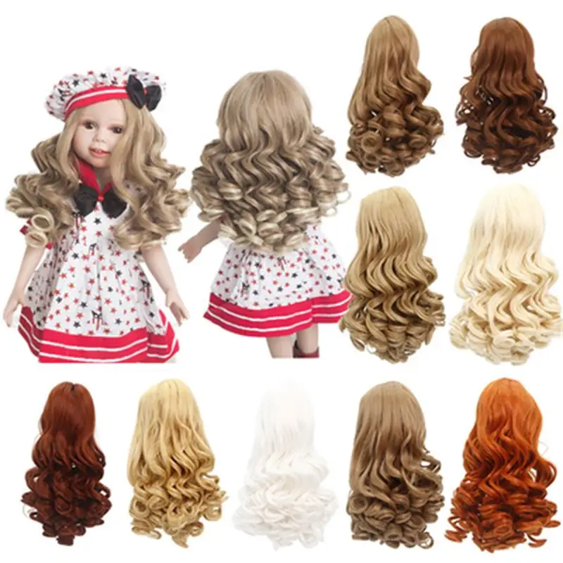 Parrucca per bambola americana da 18 pollici aidanna capelli ricci lunghi accessori per bambole ad alta temperatura di colore naturale per bambole regalo ragazza fai da te