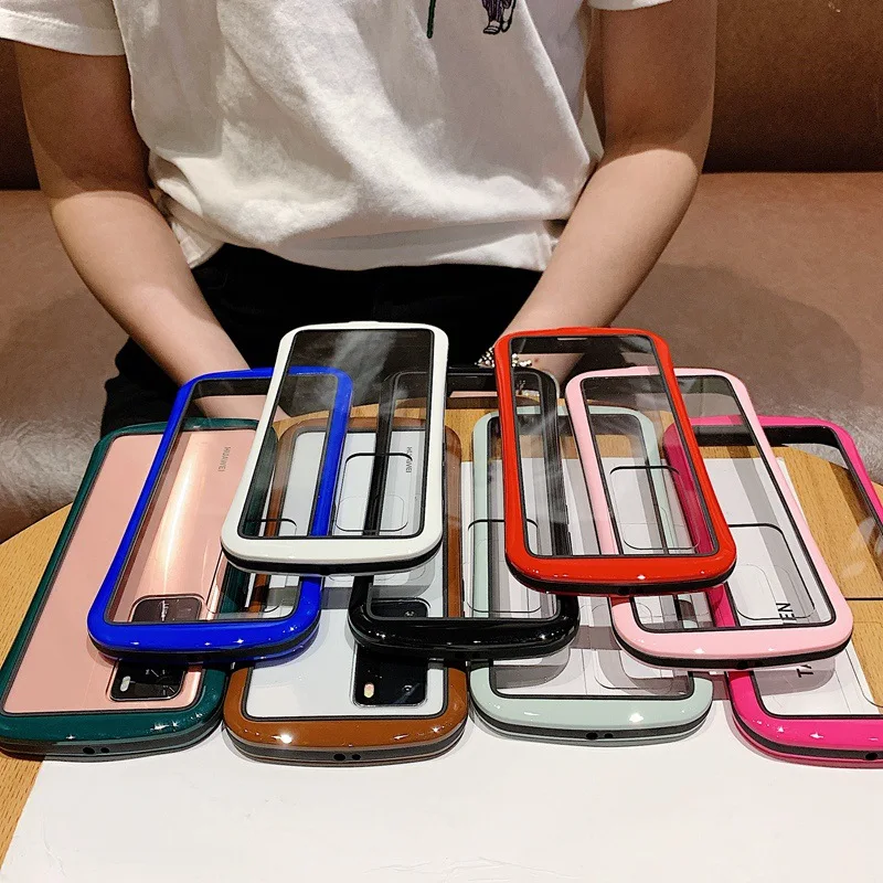 

Fashionable Waist Solid Color Border Transparent Phone Case For Iphone Huawei P30 40 50 Pro Mate30 40 Nova5 6 7 8 9 Honor 60 50