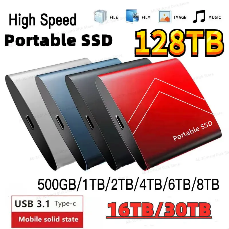 

Portable SSD 2TB External Solid State Drive 128TB 4TB Hard Drive USB 3.1 SATA SSD Portable 8TB 16TB 32TB Hard Disks For Laptops