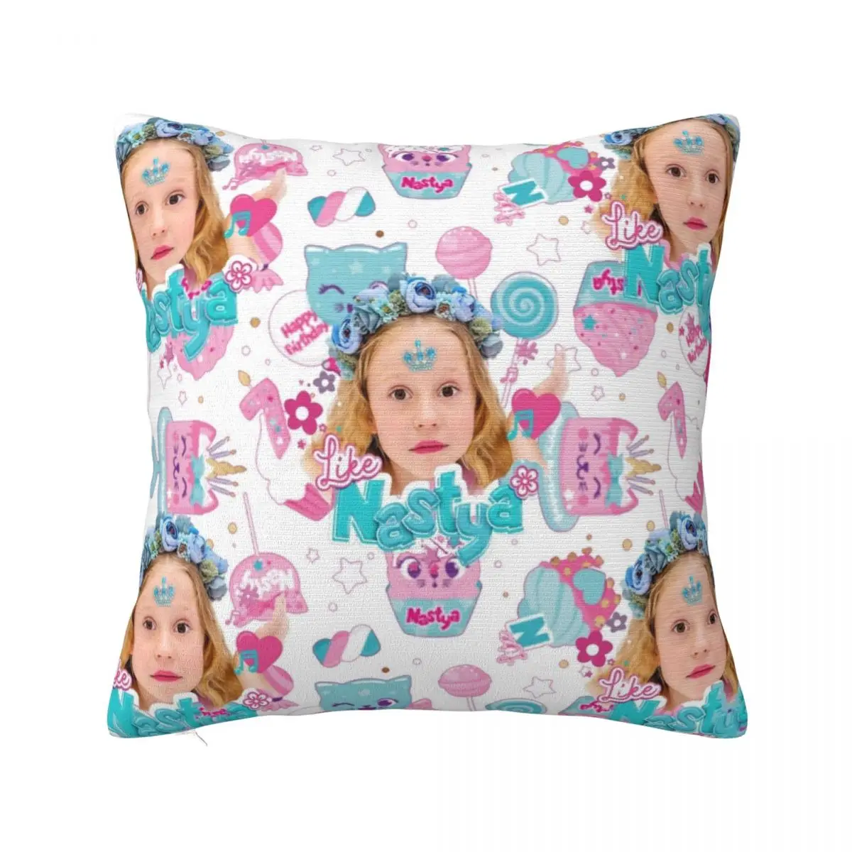 

Like Nastya Plaid Pillowcase Printed Polyester Cushion Cover Decorations Collage Gift Throw Pillow Case Cover Home Square 18"