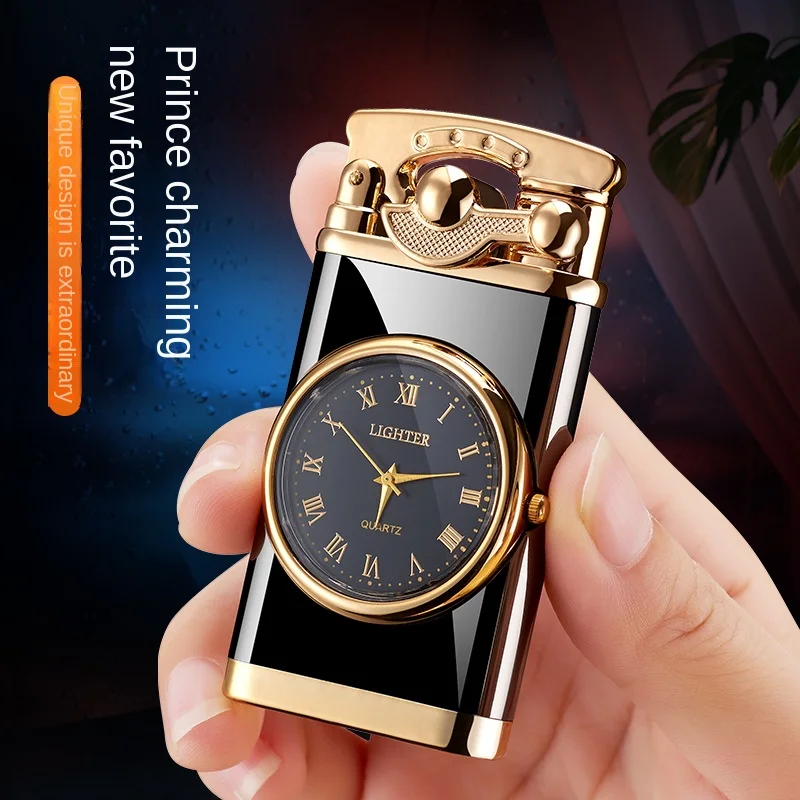 Ручной газовый зажигалка 2022 Rocker Arm Watch Metal с необычным дизайном и поджигом на горючем газе, ветрозащитная для курения сигар и сигарет, гаджет для мужчин.