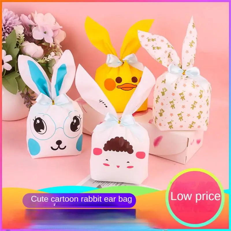 

Creative Easter Bunny Rabbit Bags Cute Rabbit Carrot Ear Biscuit Bag Cute Snack Baking Packaging Sugar Box Ears Velvet Bag