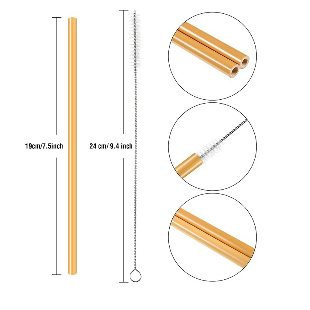 

10 шт./компл. соломинки из натурального бамбука Многоразовые питьевые соломинки с чехол + чистящая щетка Экологичные бамбуковые соломинки ин...