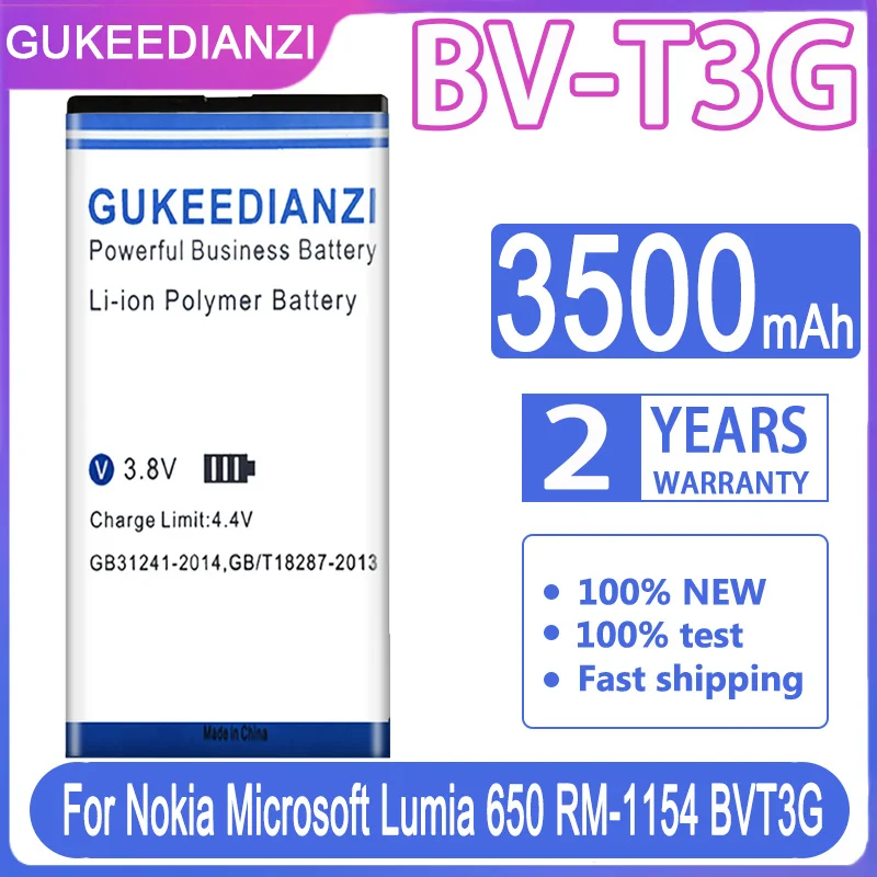 

GUKEEDIANZI BV-T3G BV T3G 3500mAh Replacement Battery For Nokia Microsoft Lumia 650 RM-1154 BVT3G BV T3G Li-Polymer Batteries
