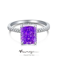 vinregem solid 925 sterling silver platinum color crushed ice 5ct amethyst wedding ring for women gift drop shipping