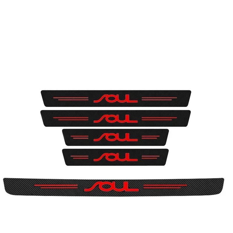 

Пороговые полосы из углеродного волокна, защитная наклейка на порог автомобиля для KIA Soul, значок багажника, защита бампера, накладка, лента против царапин