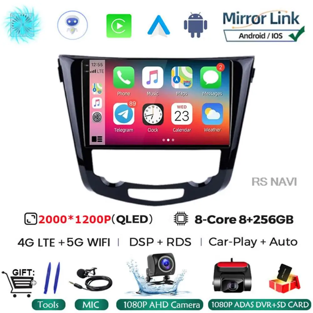 

Автомобильный радиоприемник мультимедиа Android 13 для Nissan X-TRAIL X Trail T32 Qashqai 2 J11 2013-2017 авторадио 2 Din Carplay gps без DVD