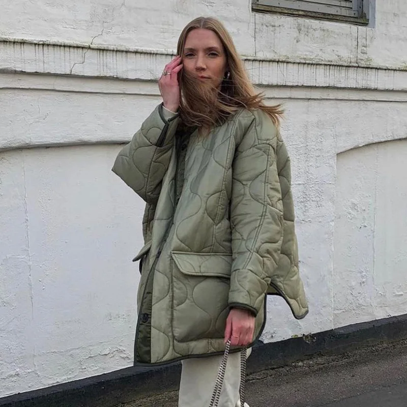 Women Thicken Warm Parka Coat Women's Winter Bread Coats O Neck Outwear Loose Oversized Padded Woman Pocket Jackets