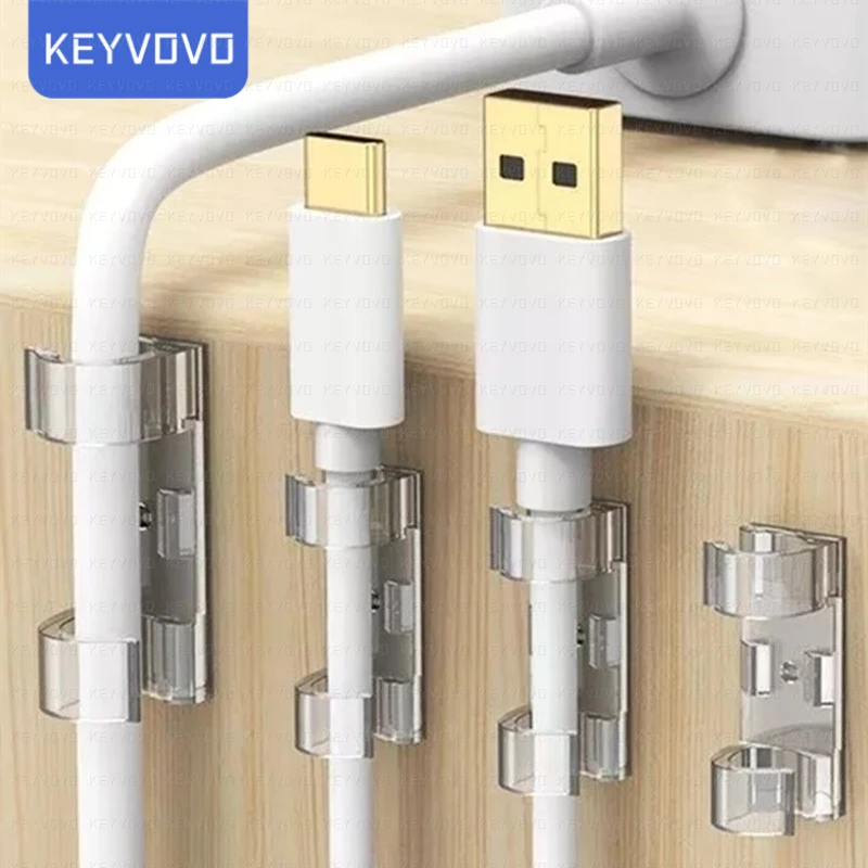 

20/5Pcs Cable Clips Organizer Drop Wire Holder Cord Management Self-Adhesive Cable Manager Fixed Clamp Wire Winder Line Wall