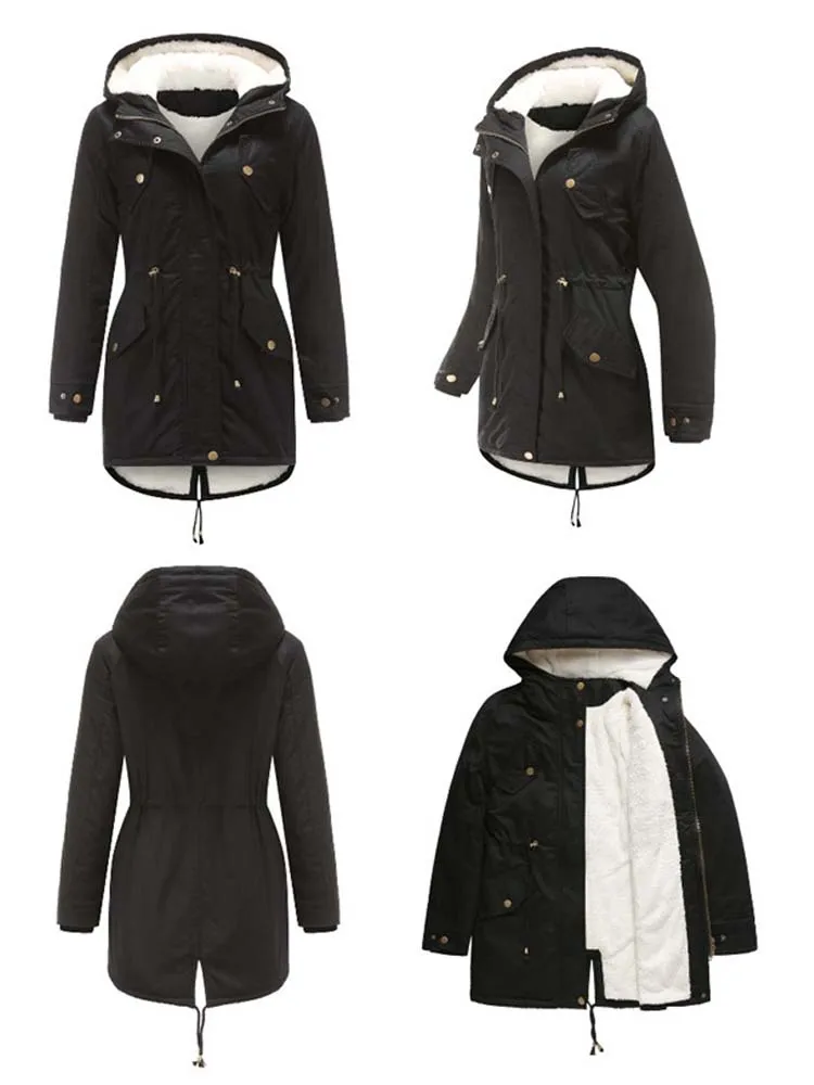 Winter Jackets 2022 New Women's Hooded Parkas Korean Style Thick Warm Cotton Padded Outwear Female Loose Mid-Length Overcoat