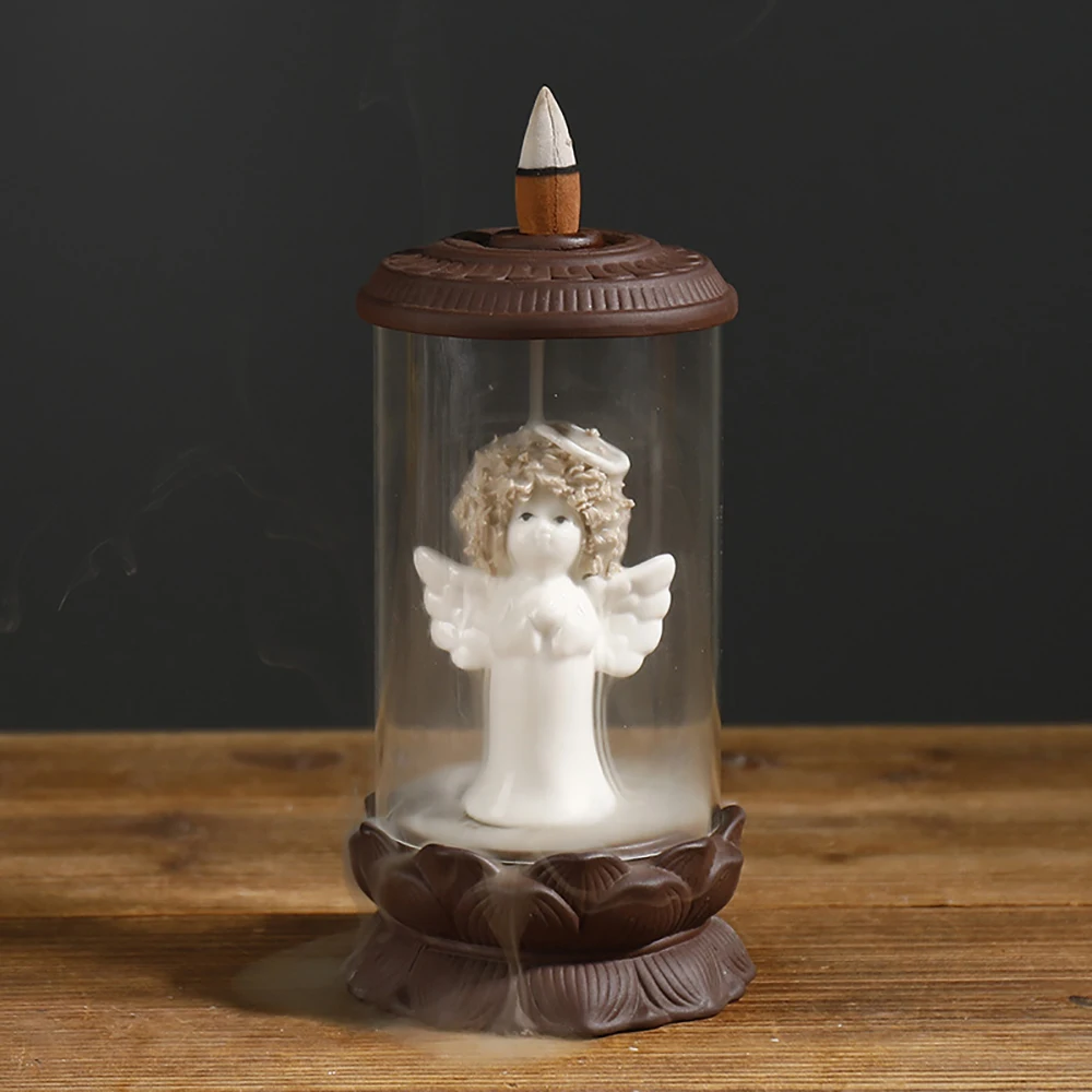 Керамический фиолетовый песок Ангел Сова дым обратный поток благовония водопад